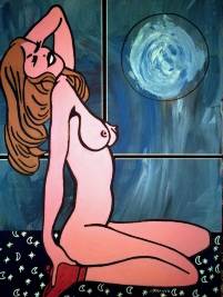 Lothar Franik Lady hinter dem Fenster, Kunststoffplatte, 80 x 60 cm